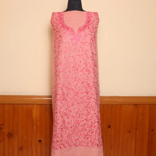 2PC Kashmiri Pinkish Cotton Suit | All Over Jaal Badami Aari Embroidery | Dal Jheel Collection