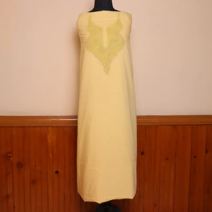 Yellow 2PC Kashmiri Handwork Summer Cool Aari Suit - Zikrejaan Collection - Image 2