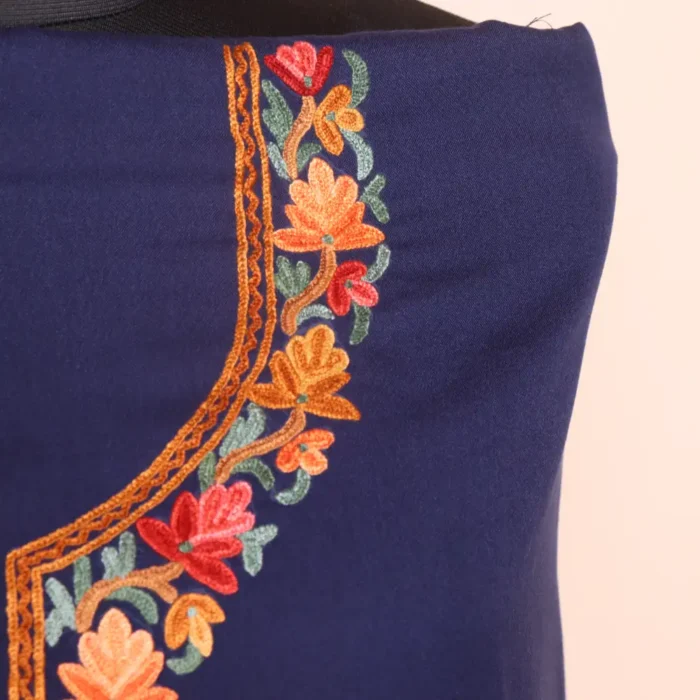 Blue 2PC Kashmiri Summer Cool Handwork Aari Suit - Zikrejaan Collection - Image 3