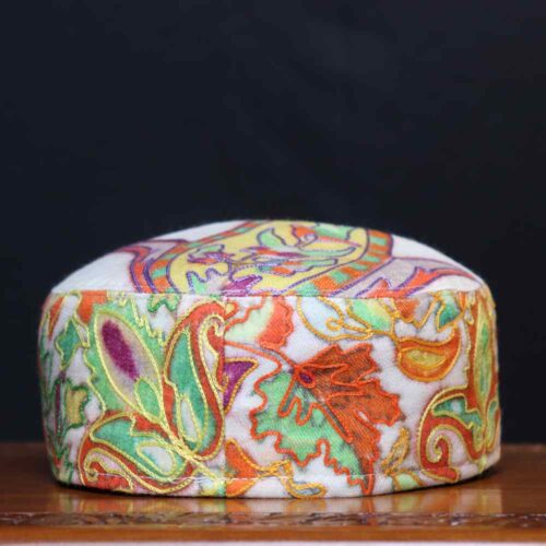 Sahil Kashmiri Creamy Toosha Cap in Kalamkari Embroidery