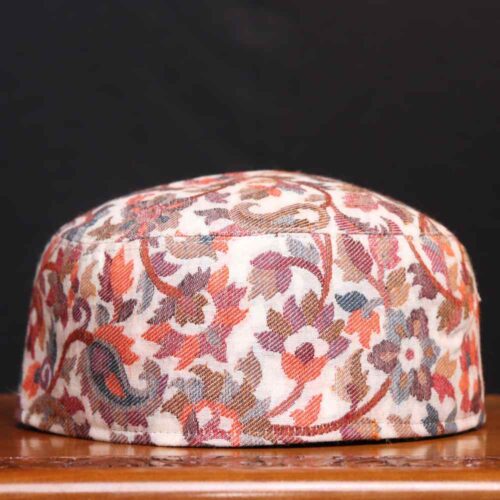 Akhtar-e-Baghi Traditional White Kashmiri Cap in Kani Weave