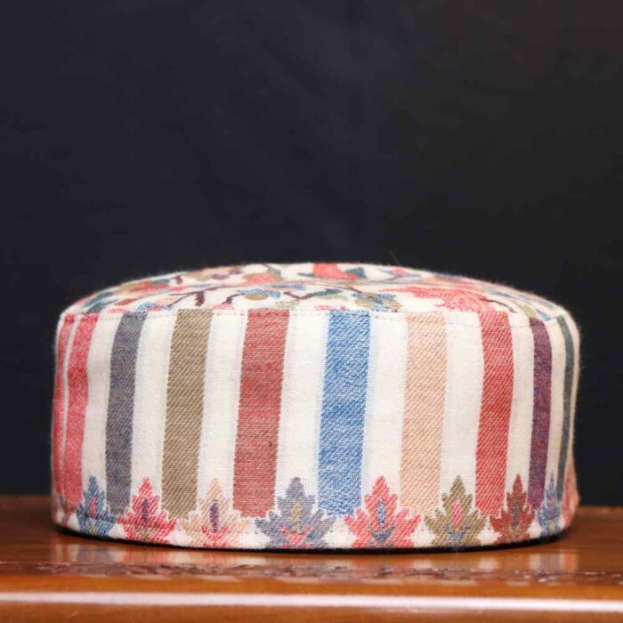 Naqsh-e-Chinar White Kashmiri Kani Cap