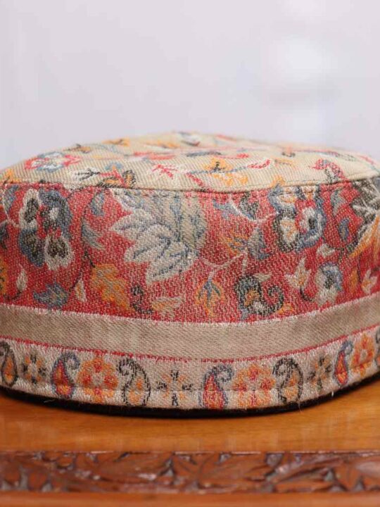 Darwaza-i-Noori Beige Kashmiri Kani Cap Handwoven in Srinagar