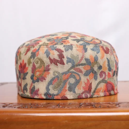 Kashmiri Muneer Saheb Beige Kani Cap with Timeless Detailing