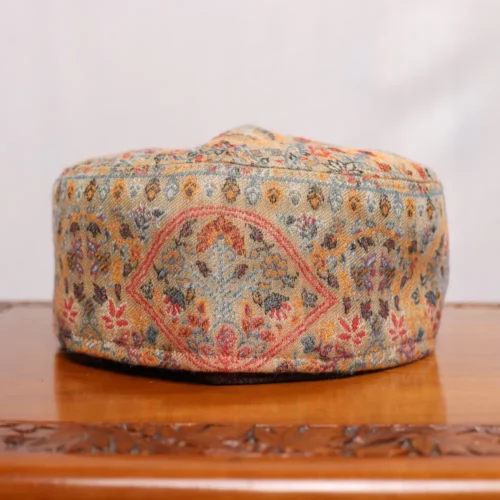 Beige Shab-i-Peher Kani Woven Cap Made in Srinagar