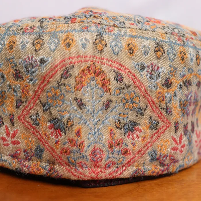 Beige Shab-i-Peher Kani Woven Cap Made in Srinagar - Image 2