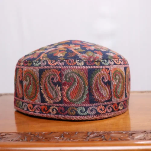 Badaam Bagh Blue Kani Cap in Heritage Weave