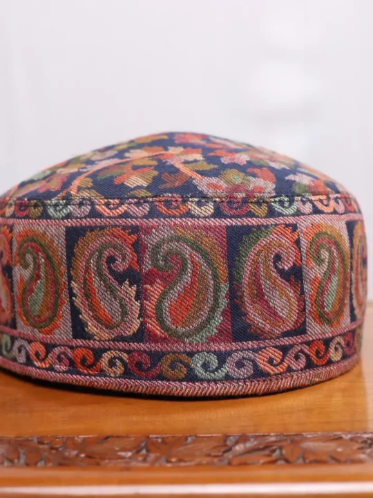 Blue Badaam Bagh Kani Cap in Heritage Weave