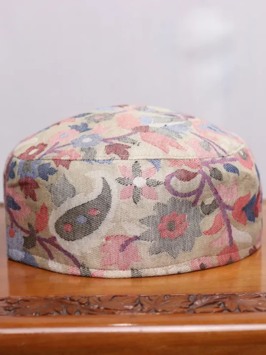 Beige Saaya-e-Chinar Kashmiri Kani Cap