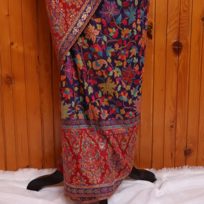 Luxe Kashmiri Jamawar Silk Kani Original Saree | Purple | Gul E Nargis - Image 3