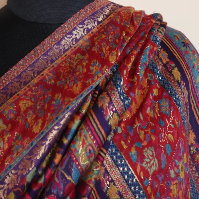 Luxe Kashmiri Jamawar Silk Kani Original Saree | Purple | Gul E Nargis - Image 4