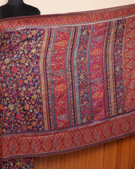 Luxe Kashmiri Jamawar Silk Kani Original Saree | Purple | Gul E Nargis