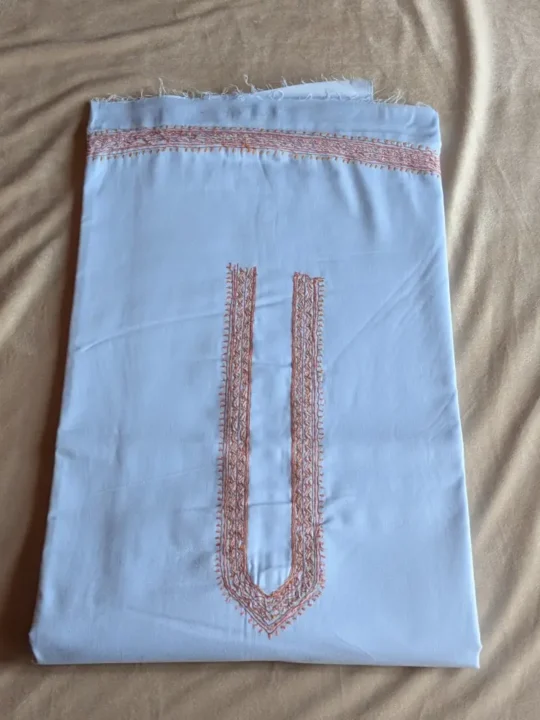 Blue Ruby Cotton Kurta Pyjama with Authentic Kashmiri Sozni Hand Embroidery