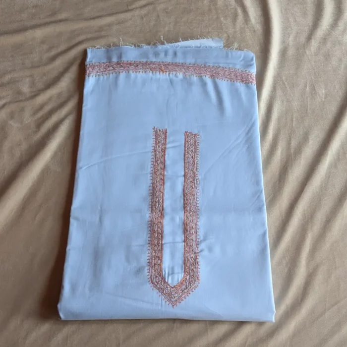 Blue Ruby Cotton Kurta Pyjama with Authentic Kashmiri Sozni Hand Embroidery