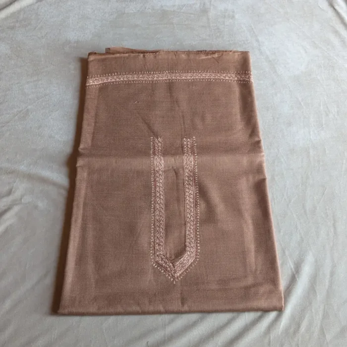 Classic Brown Red Kashmiri Men’s Kurta Pyjama in Ruby Cotton with Sozni Handwork