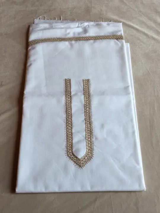 White Ruby Cotton Kashmiri Kurta Pyjama with Delicate Hand Sozni Embroidery