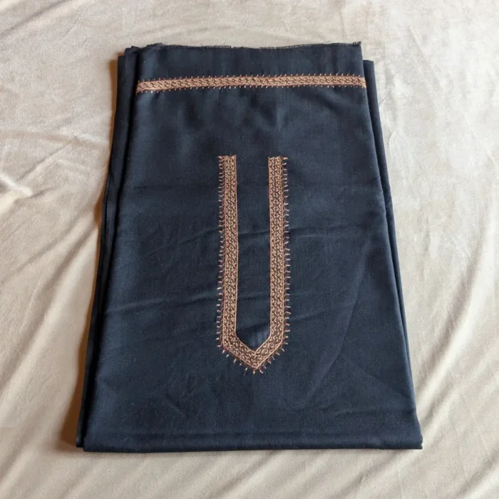 Black Cotton Kurta Pyjama for Men with Sozni Embroidery