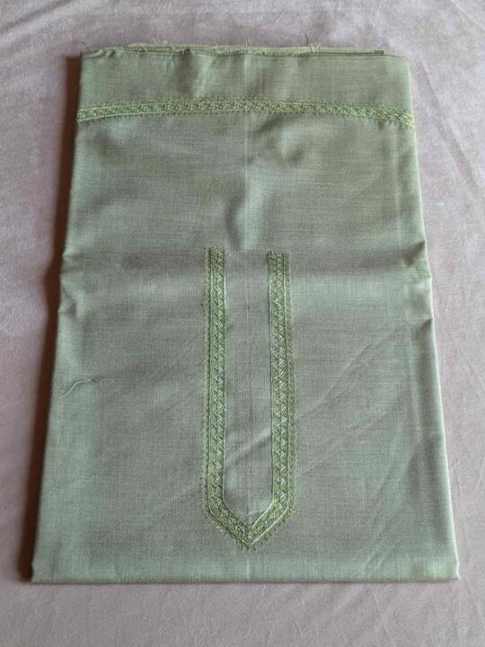 Ruby Cotton Green Kashmiri Kurta Pyjama with Delicate Hand Sozni Embroidery