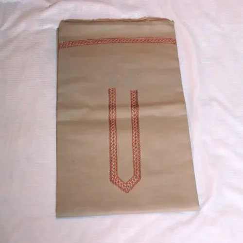 Beige Handcrafted Sozni Embroidered Kurta Pyjama in Ruby Cotton - Kashmiri Style