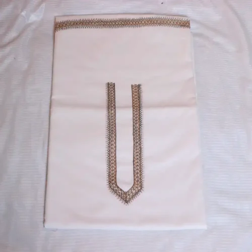 White Ruby Cotton Kashmiri Kurta Pyjama with Delicate Hand Sozni Embroidery