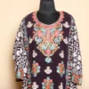 Elegent Violet Heavy Georgette Front Back Aari Embroidered Kurti  -Dal Jheel Collection