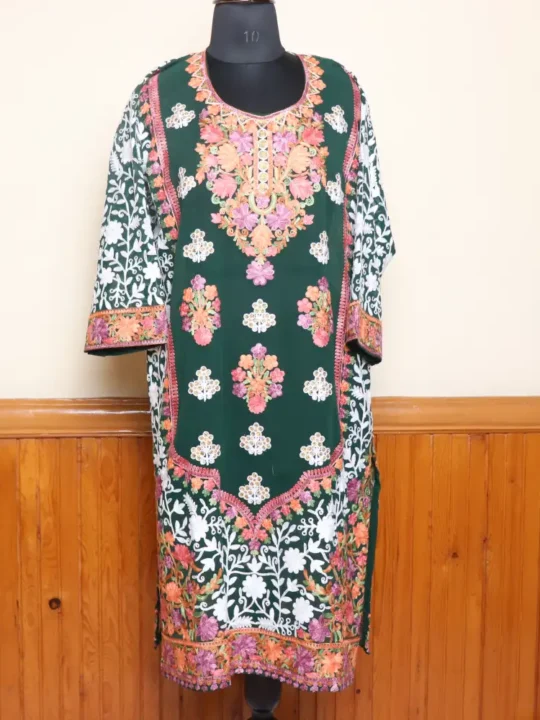 Elegent Green Heavy Georgette | Jorjet Kurti Front Back Aari Embroidered -Dal Jheel Collection