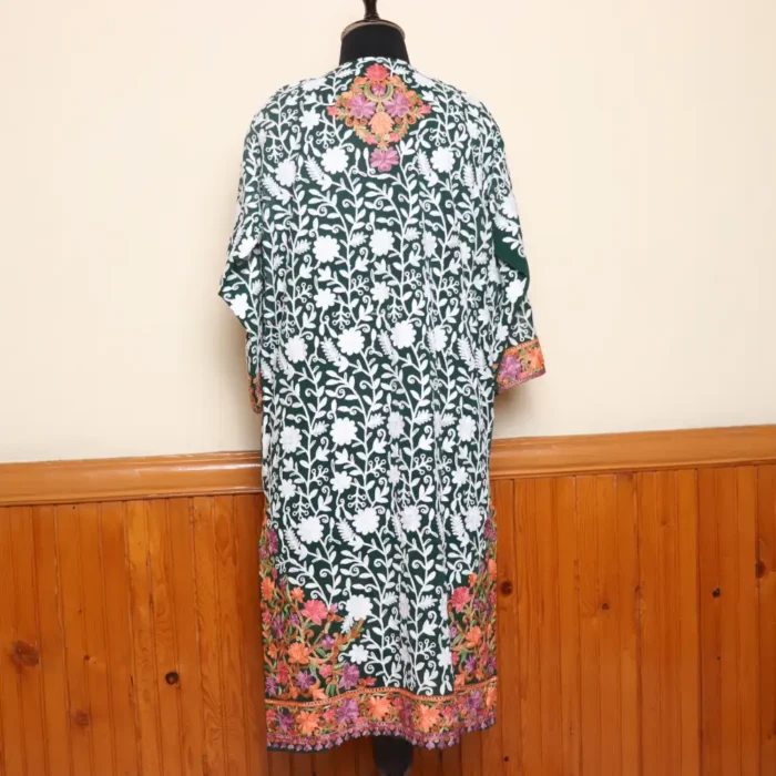 Elegent Green Heavy Georgette Front Back Aari Embroidered Kurti  -Dal Jheel Collection - Image 4