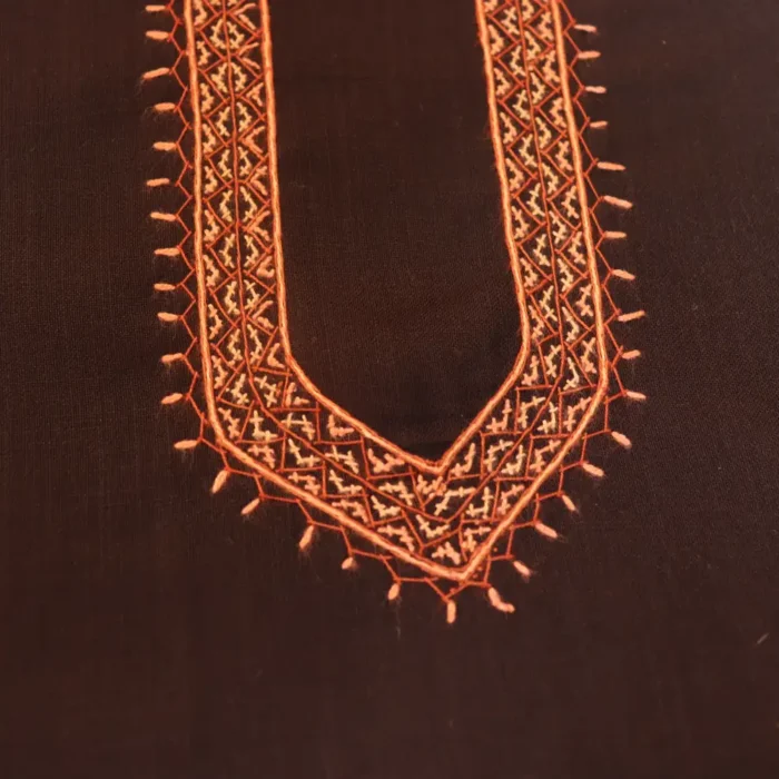 Black Cotton Kurta Pyjama for Men with Sozni Embroidery - Image 3