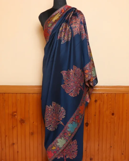 Luxe Kashmiri Kani Silk Saree | Original Jamawar Chinar Booyn  | Blue