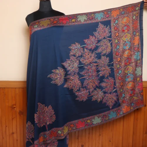 Luxe Kashmiri Kani Silk Saree | Original Jamawar Chinar Booyn  | Blue