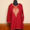 Red Short Tilla Embroidered Cotton Kurta  - Dal Jheel Collection