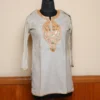 Kashmiri Light Sea Green Short Cotton Tilla Embroidered Kurta  - Dal Jheel Collection