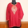 Short Tilla Embroidered Red Cotton Kurta  - Dal Jheel Collection