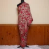 Kashmiri Beige Crepe Saree with Red Chinar Jaal Saree Aari Embroidery | Lal Bazaar Collection