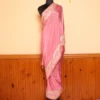 LOVE-ly Badaam Aari and Zari Tilla Embroidered Pinkish Saree from Kashmir