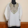 Kashmiri White Aari Work Short Kurti in Summer Cool Fabric | Pahalgam Collection