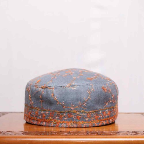 Jilawati Darbar Dark Grey Toosha Cap with Hand Sozni Embroider