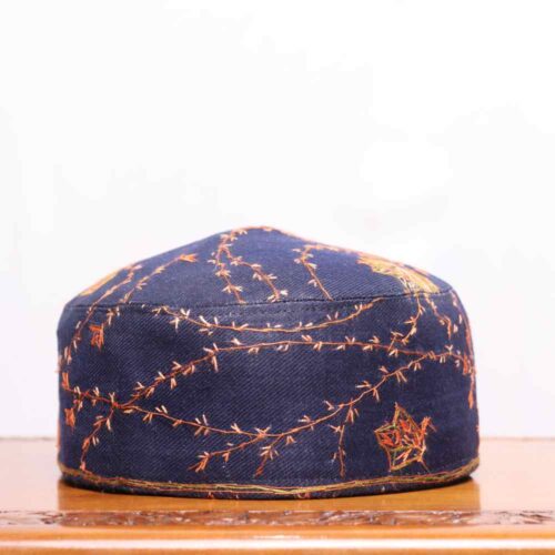 Sham-e-Sufiyana Blue Toosha Cap with Hand Sozni Embroidery