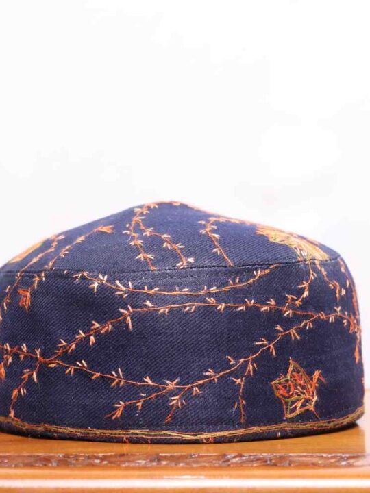 Sham-e-Sufiyana Blue Toosha Cap with Hand Sozni Embroidery