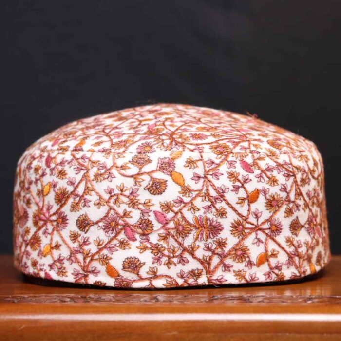 Tehzeeb Bagh White Toosha Cap with All-Over Deep Sozni Embroidery