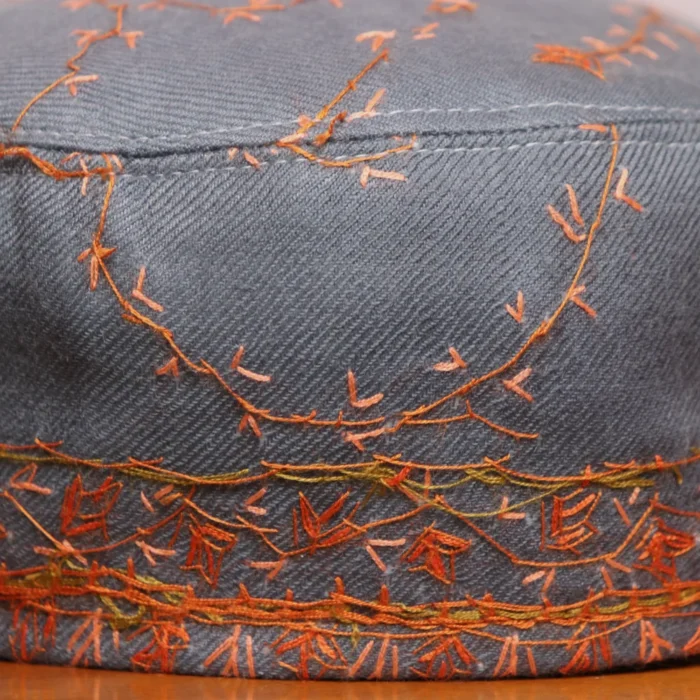 Jilawati Darbar Dark Grey Toosha Cap with Hand Sozni Embroider - Image 2