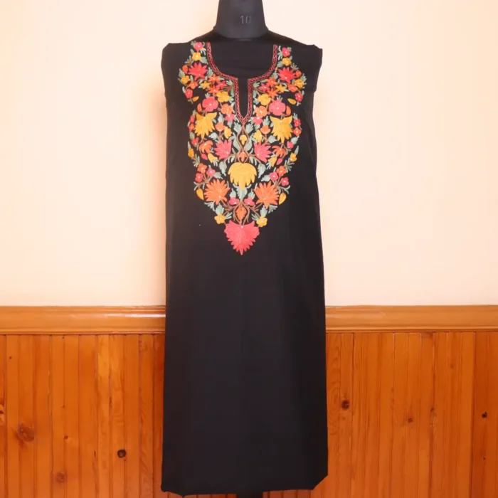 Black 2PC Summer Cool Unstitched Fabric with Kashmiri Aari Embroidery - Zikrejaan Collection - Image 2