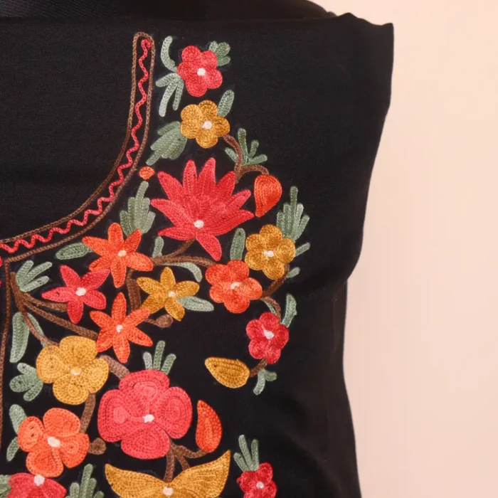 Black 2PC Summer Cool Unstitched Fabric with Kashmiri Aari Embroidery - Zikrejaan Collection - Image 3