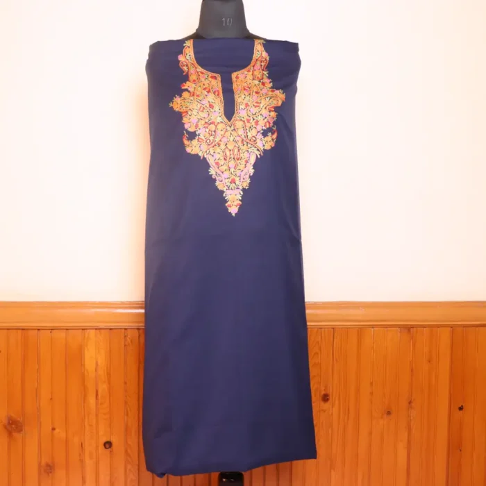 Blue 2PC Summer Cool Unstitched Fabric with Kashmiri Aari Embroidery - Zikrejaan Collection - Image 2
