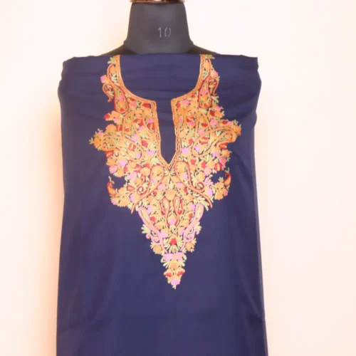 Blue 2PC Summer Cool Unstitched Fabric with Kashmiri Aari Embroidery - Zikrejaan Collection