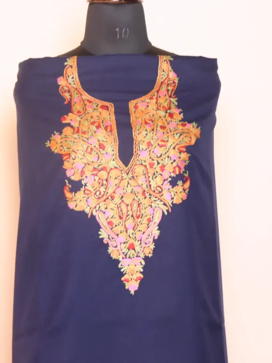 Blue 2PC Summer Cool Unstitched Fabric with Kashmiri Aari Embroidery - Zikrejaan Collection