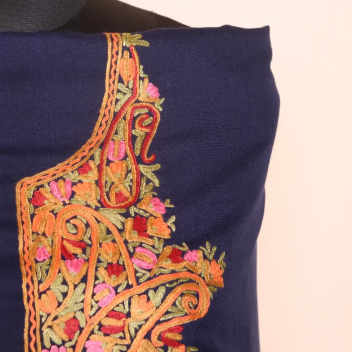 Blue 2PC Summer Cool Unstitched Fabric with Kashmiri Aari Embroidery - Zikrejaan Collection - Image 3