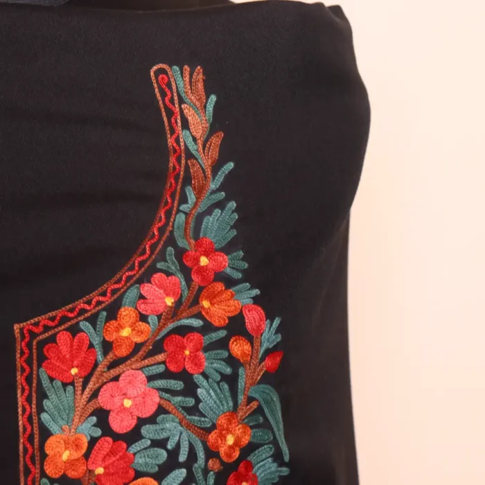 Kashmiri 2PC Summer Cool Black Unstitched Fabric with Aari Embroidery - Zikrejaan Collection - Image 3