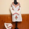 White Kashmiri Kurti Set in Summer Cool Fabric with Heavy Aari Work | Gulmohar Collection