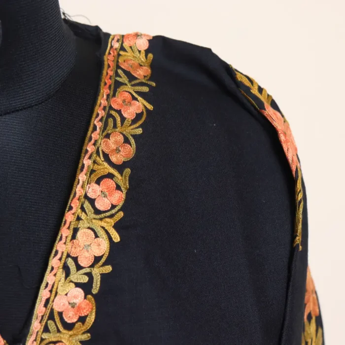 Black Kashmiri Summer Cool Kurti Set with Heavy Aari Embroidery | Gulmohar Collection - Image 3